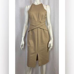 Lavish Alice Wrap Front Plunge Back Detail Midi Dress UK 10